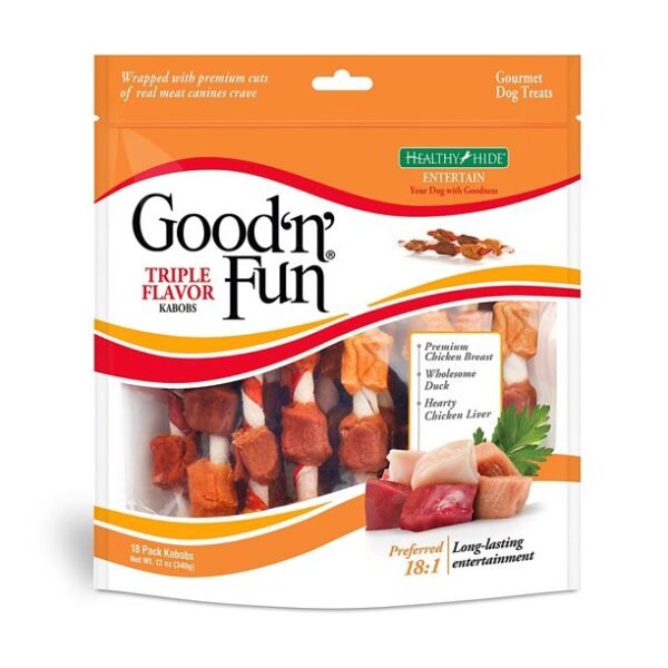 Good ‘n’ Fun Triple Flavor Kabobs Snack for All Dogs, 18 count, 12.0 oz